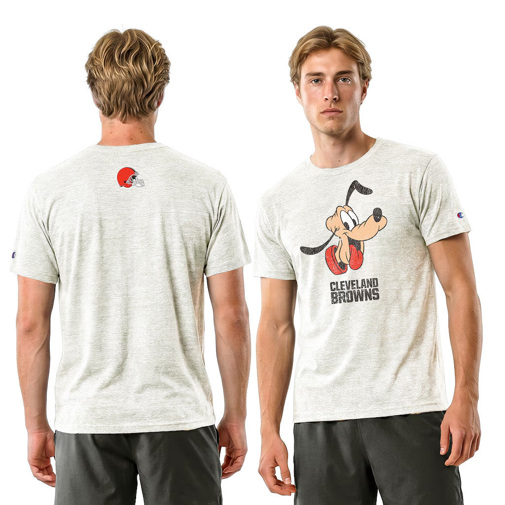 Disney X NFL Cleveland Browns Merch Disney X NFL Champion Pluto T-Shirt Browns Disney Collab Clothing - Merchluma