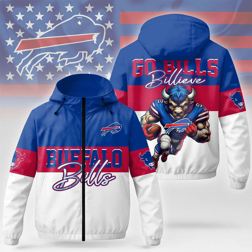 Buffalo Bills Windbreaker Jacket Game Day Clothing Buffalo Bills Merch Gift For Football Fans - Merchluma