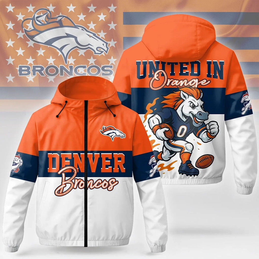 Denver Broncos Windbreaker Jacket United In Orange Jacket Denver Broncos Merch Game Day Outfits - Merchluma