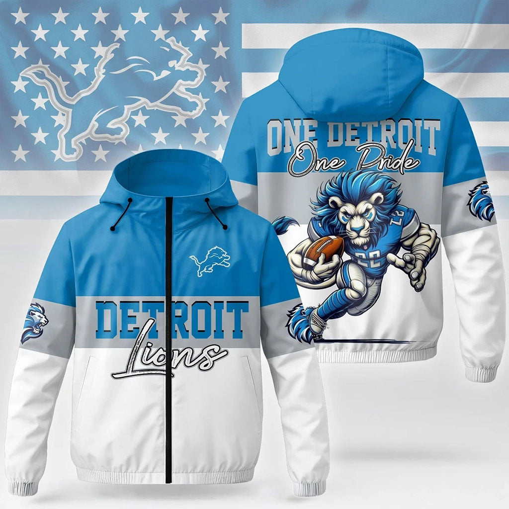 Detroit Lions Merch One Detroit One Pride Windbreaker Jacket Gifts For Football Lovers - Merchluma