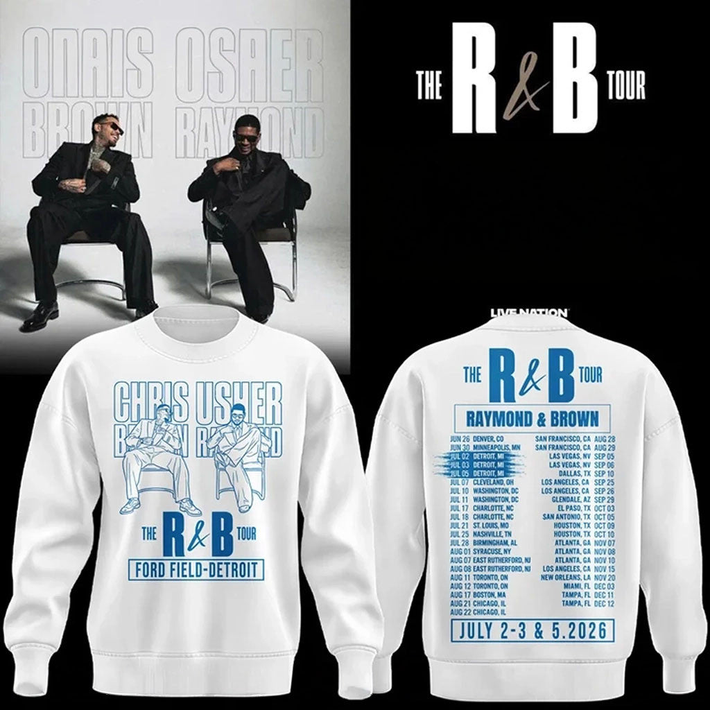 Chris Brown X Usher Raymond X Detroit Lions Merch The R&B Tour Dates Sweatshirt Fan Gifts - Merchluma