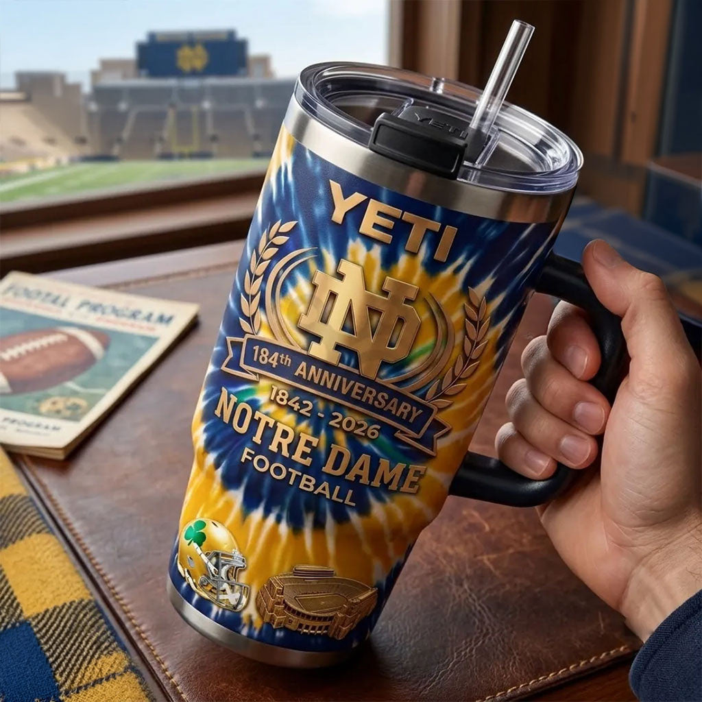 Notre Dame Fighting Irish 184th Anniversary Tie Dye Tumbler Fighting Irish Merch Fans Gifts - Merchluma