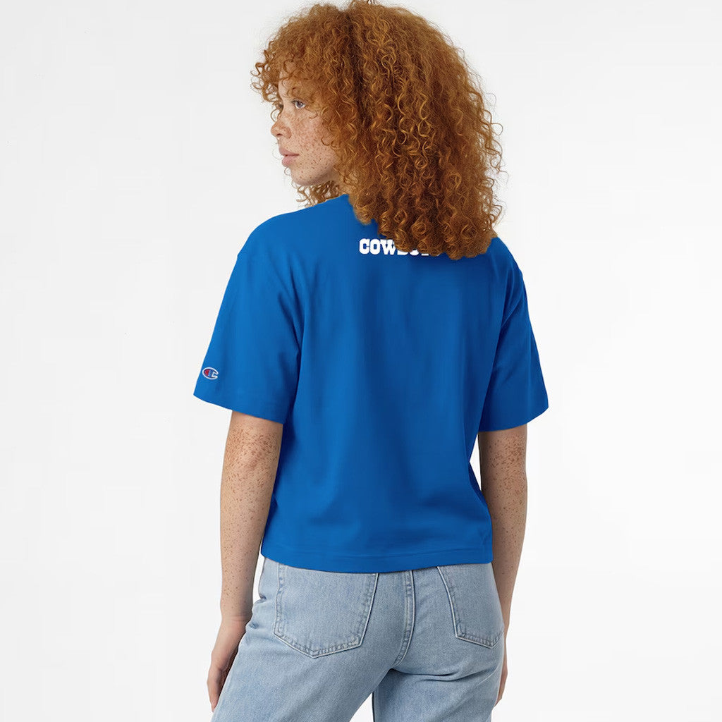 Disney X NFL Dallas Cowboys Merch Disney X NFL Champion Royal Woody All-Star T-Shirt Disney Collab - Merchluma