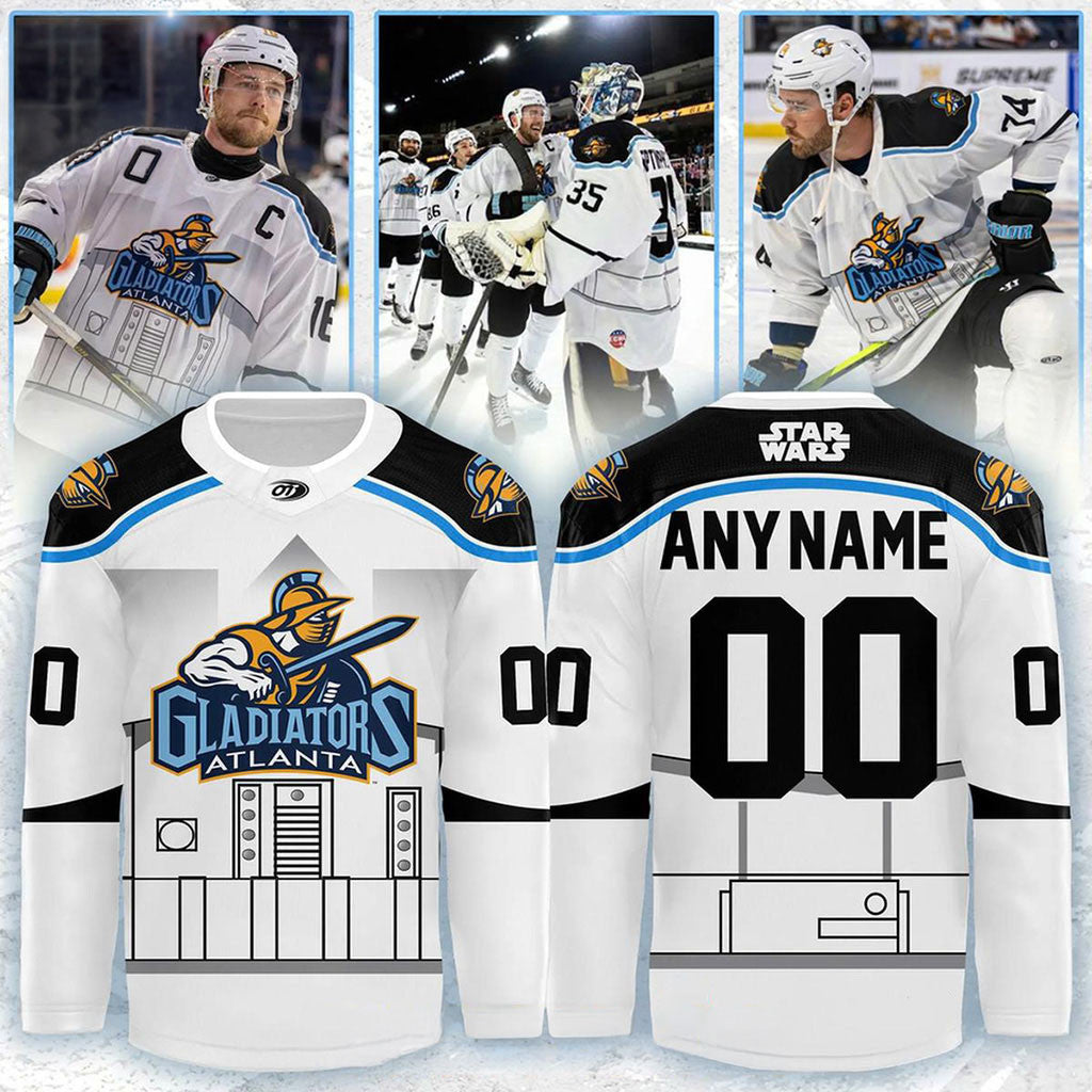 Personalized Atlanta Gladiators Star Wars Night 2026 x R2-D2 Hockey Jersey Gladiators Merch - Merchluma