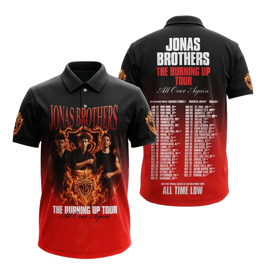 Jonas Brothers Merch 2026 The Burning Up Tour All Over Again Polo Shirt Gift Ideas For Him - Merchluma
