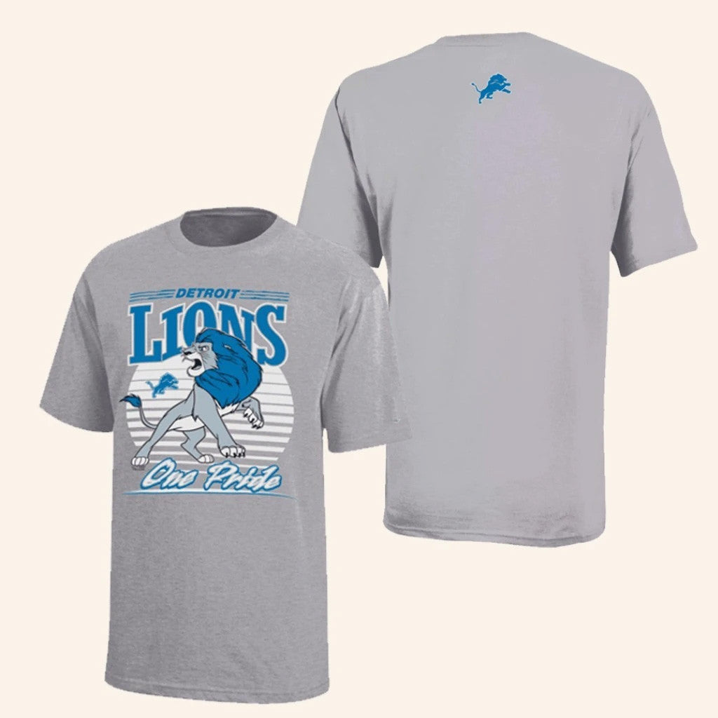 Disney X NFL Detroit Lions Merch Champion Disney Collab Detroit Lions Simba Logo T-Shirt Fan Gifts - Merchluma