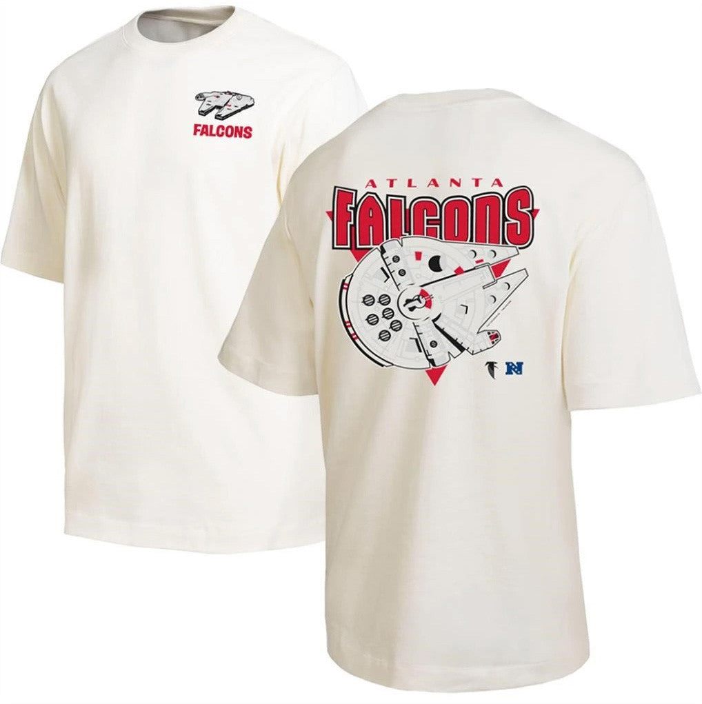 Disney X NFL Merch Atlanta Falcons Disney X NFL Collab T-Shirt Millennium Falcon Shirt Gifts - Merchluma