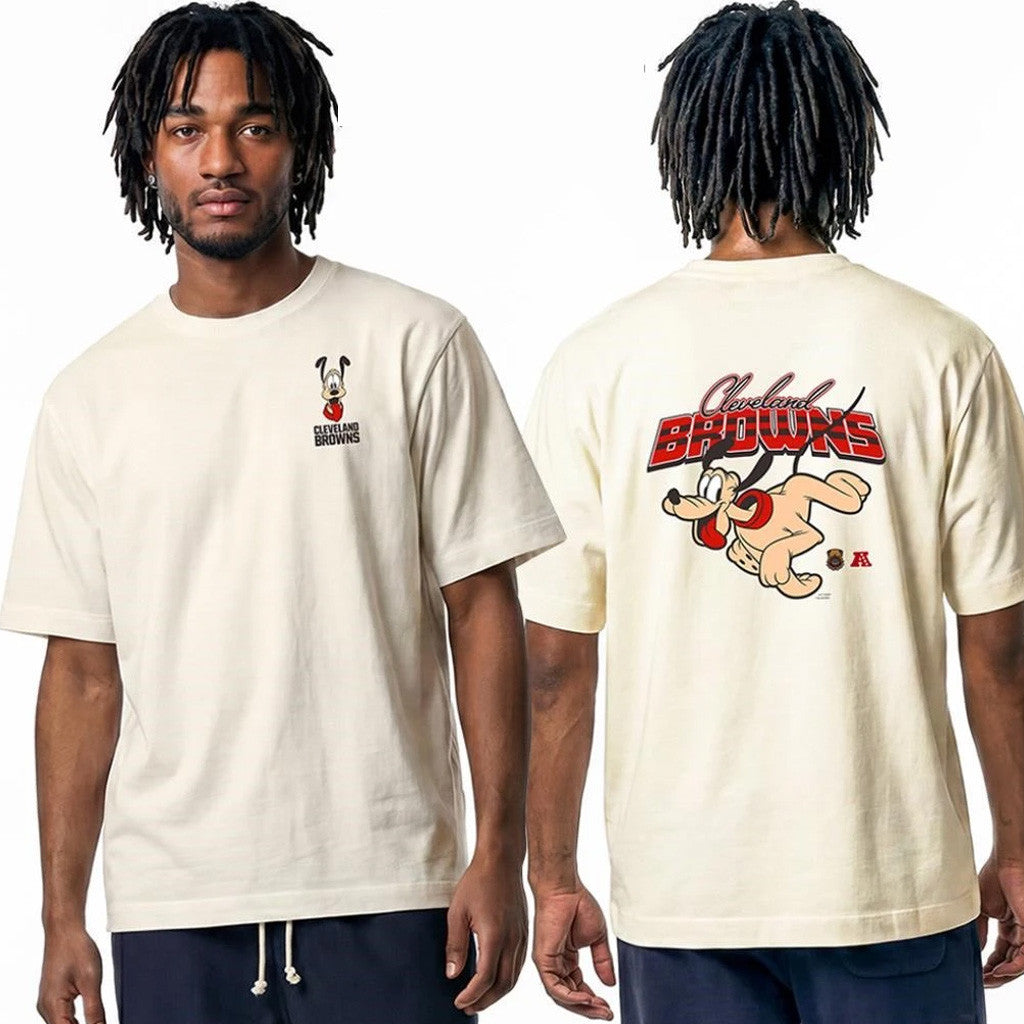 Disney X Cleveland Browns Merch Pluto T-Shirt Cleveland Browns Disney X NFL Collab Merch - Merchluma