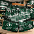Custom Saskatchewan Roughriders CFL New Style Hawaiian Flower Shorts Roughriders Merch Him Gifts - Merchluma