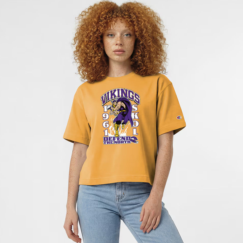 Disney X NFL Minnesota Vikings Merch Disney X NFL Champion Vikings Thor All-Star T-Shirt Gift For Her - Merchluma