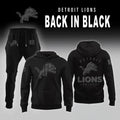 Detroit Lions Back In Black Hoodie And Sweatpants Set Detroit Lions Football Merch Game Day Gift - Merchluma