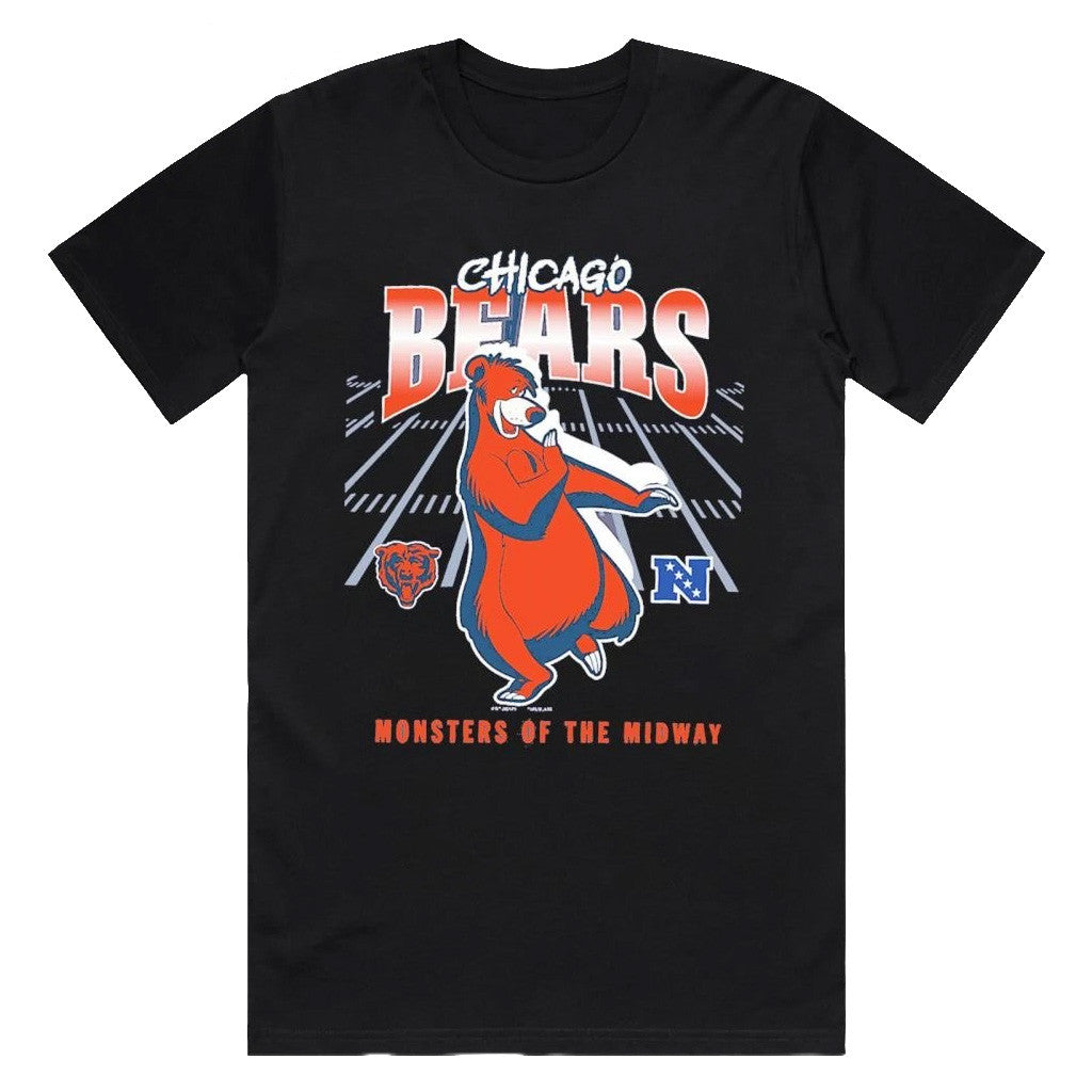 Chicago Bears Merch 2026 Disney X NFL Champion Baloo All-Star T-Shirt Monsters Of The Midway Tee - Merchluma