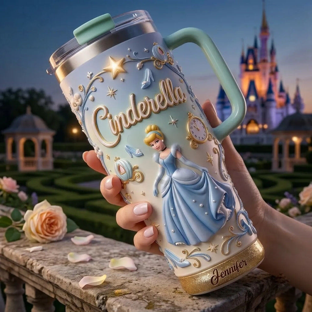 Personalized Cinderella Princess Stanley Tumbler Cinderella Merch Birthday Gift For Daughters - Merchluma