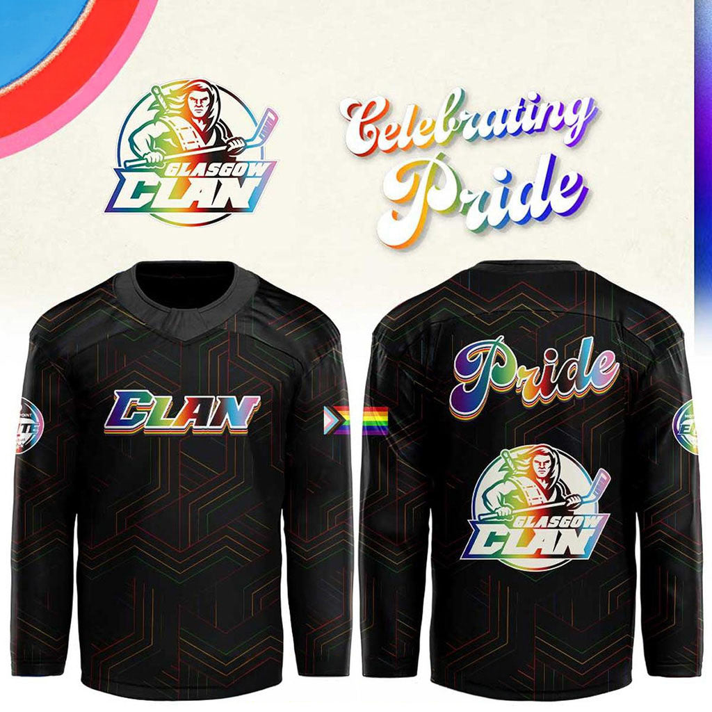 Glasgow Clan x Pride Night 2026 Hockey Night Jersey Black Glasgow Clan Merch Gifts For Fans - Merchluma
