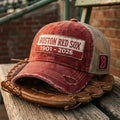 Boston Red Sox 125th Anniversary Distressed Trucker Hat Red Sox Merch Baseball Team Gifts - Merchluma