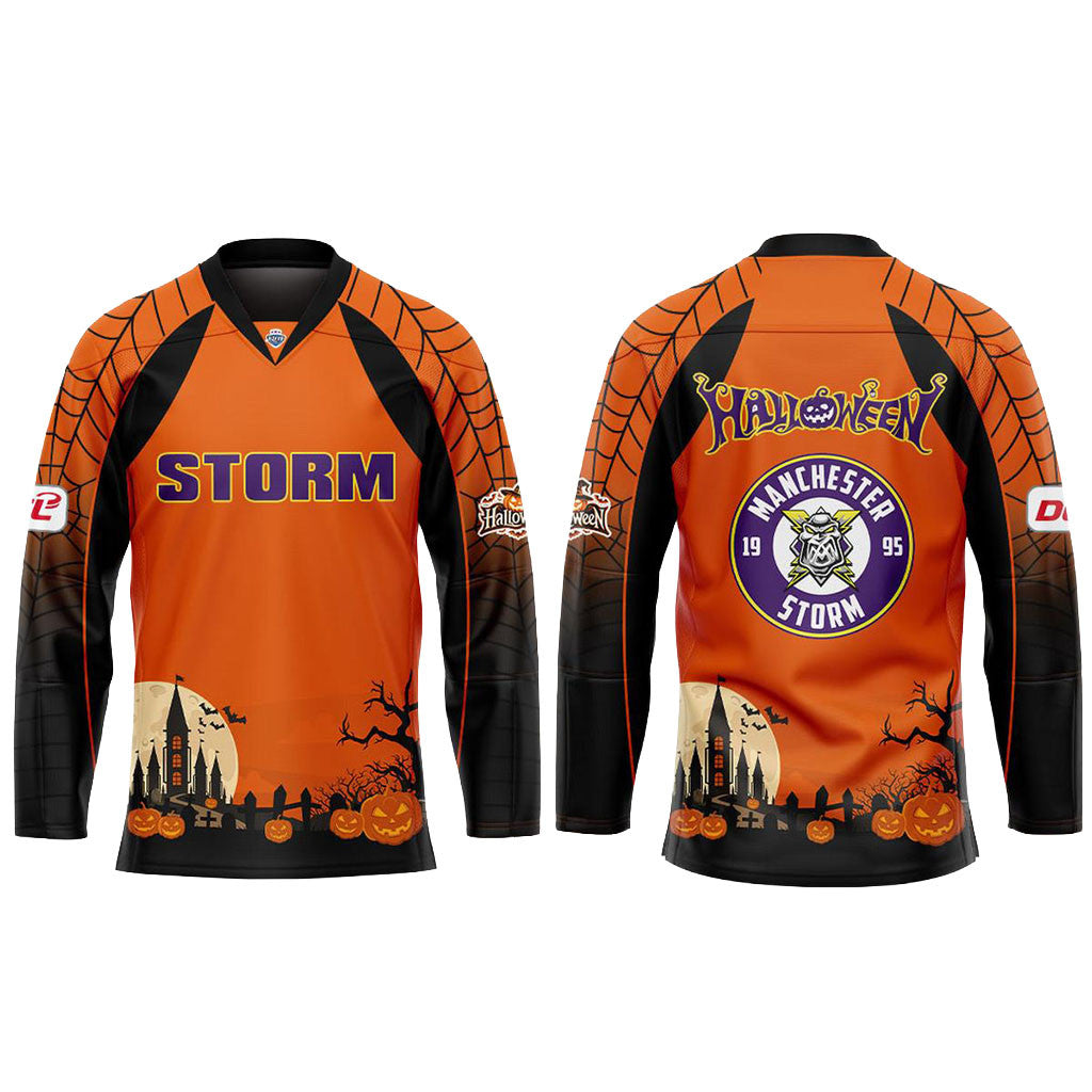 Manchester Storm Happy Halloween 2026 Jersey Manchester Storm Merch Gifts For Ice Hockey Fans - Merchluma