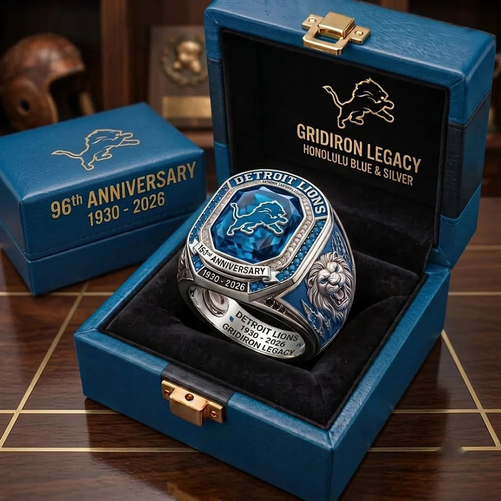 Detroit Lions 96th Anniversary Ring Gridiron Legacy Ring Detroit Lions Merch Football Fan Gifts - Merchluma