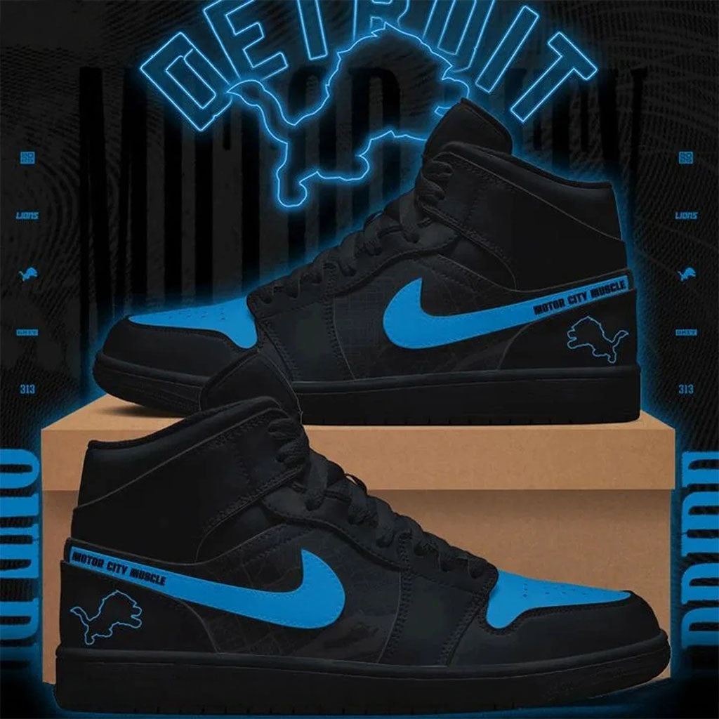 Detroit Lions Motor City Muscle Shoes Sneakers Detroit Lions Merch Gift For Football Lovers - Merchluma
