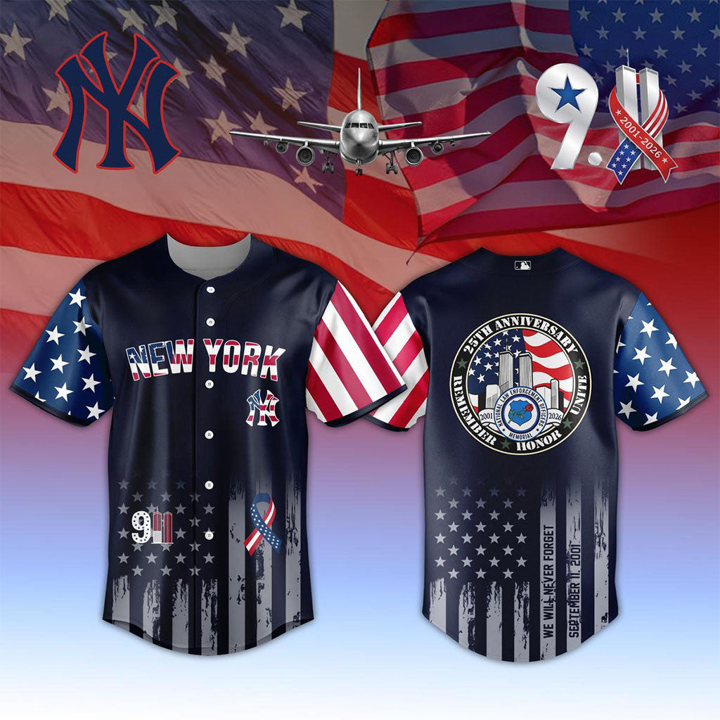 New York Yankees x 911 25th Anniversary 2001 2026 Jersey Yankees Merch Gifts For Baseball Fans - Merchluma