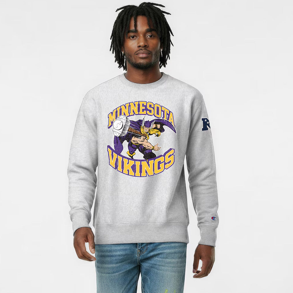 Disney X NFL Minnesota Vikings Merch MN Vikings Disney X NFL Champion Thor Sweatshirt Fan Gear - Merchluma
