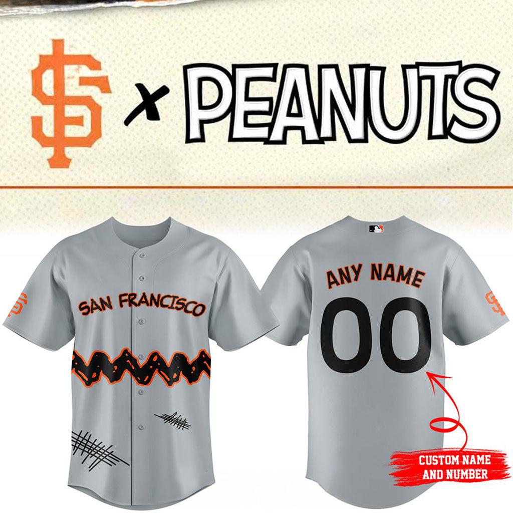 Personalized San Francisco Giants x Peanuts Snoopy 2026 Gray Baseball Jersey Giants Merch - Merchluma