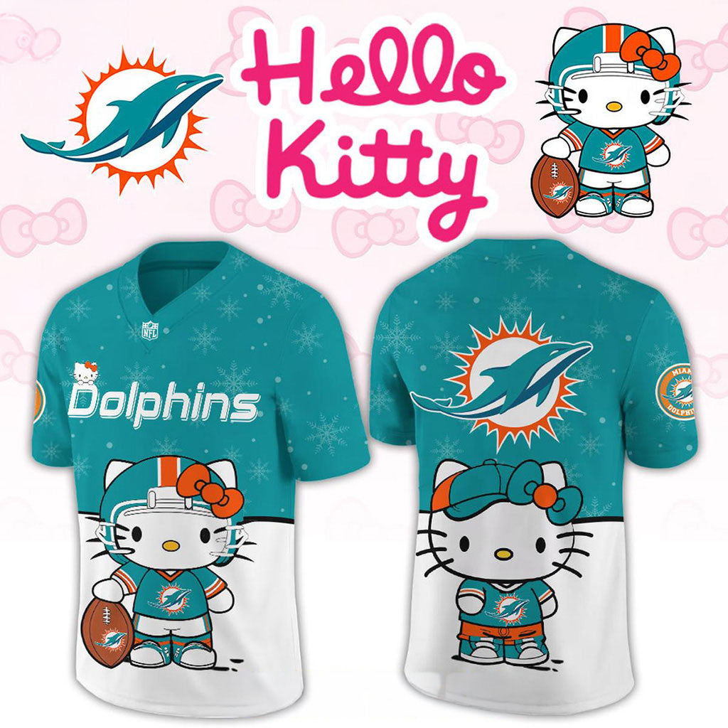 Miami Dolphins Hello Kitty 2026 Night Football Jersey Dolphins Merch Football Fan Gift Ideas - Merchluma