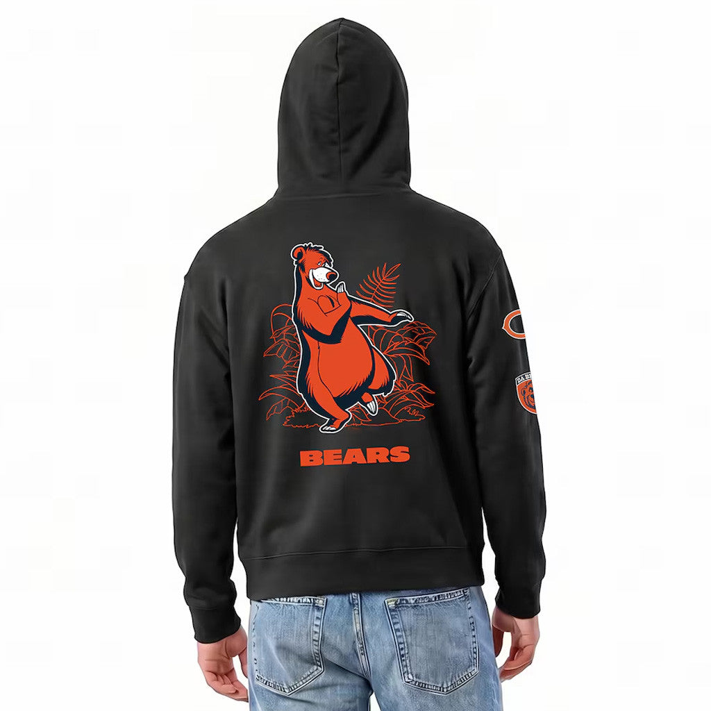 Chicago Bears Merch 2026 Disney X NFL Champion Black Chicago Bears Baloo All-Star Zip Hoodie - Merchluma