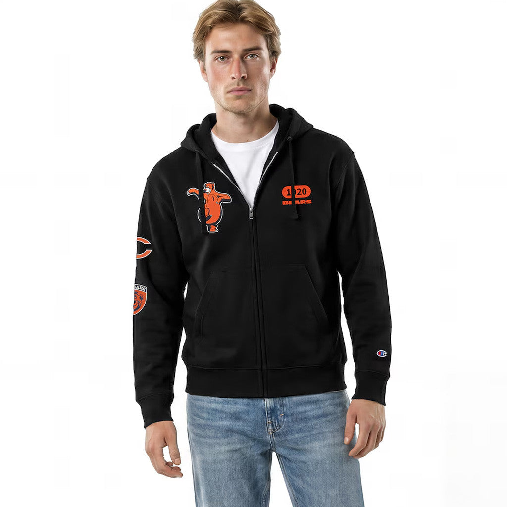 Chicago Bears Merch 2026 Disney X NFL Champion Black Chicago Bears Baloo All-Star Zip Hoodie - Merchluma