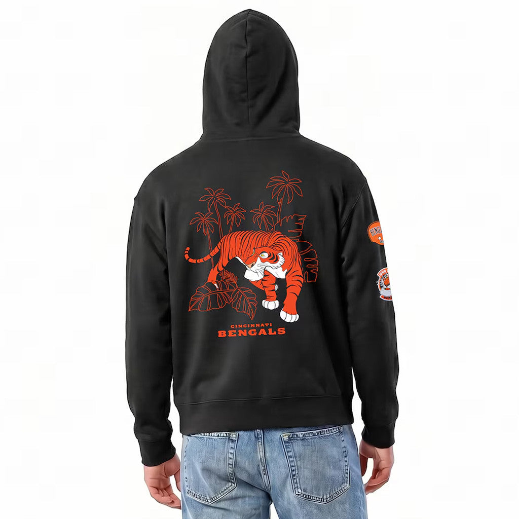 Cincinnati Bengals Merch Bengals Disney X NFL Champion Shere Khan All-Star Zip Hoodie Black - Merchluma
