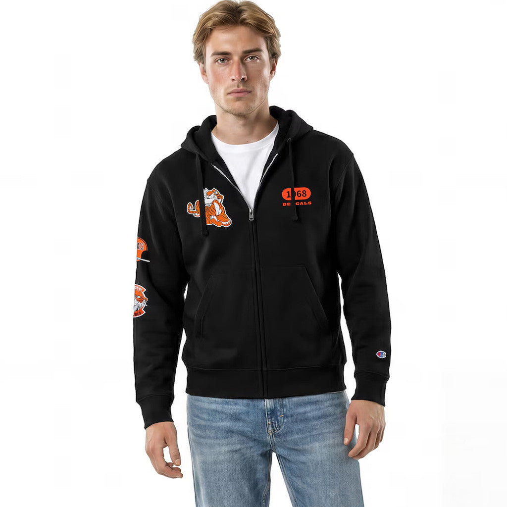 Cincinnati Bengals Merch Bengals Disney X NFL Champion Shere Khan All-Star Zip Hoodie Black - Merchluma