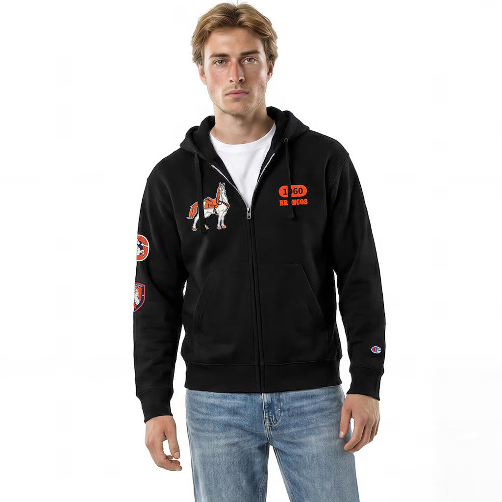 Disney X NFL Denver Broncos Merch Disney X NFL Champion Collab Maximus All-Star Zip Hoodie Fan Gifts - Merchluma