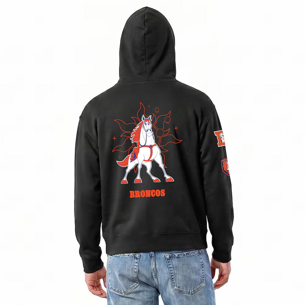 Disney X NFL Denver Broncos Merch Disney X NFL Champion Collab Maximus All-Star Zip Hoodie Fan Gifts - Merchluma