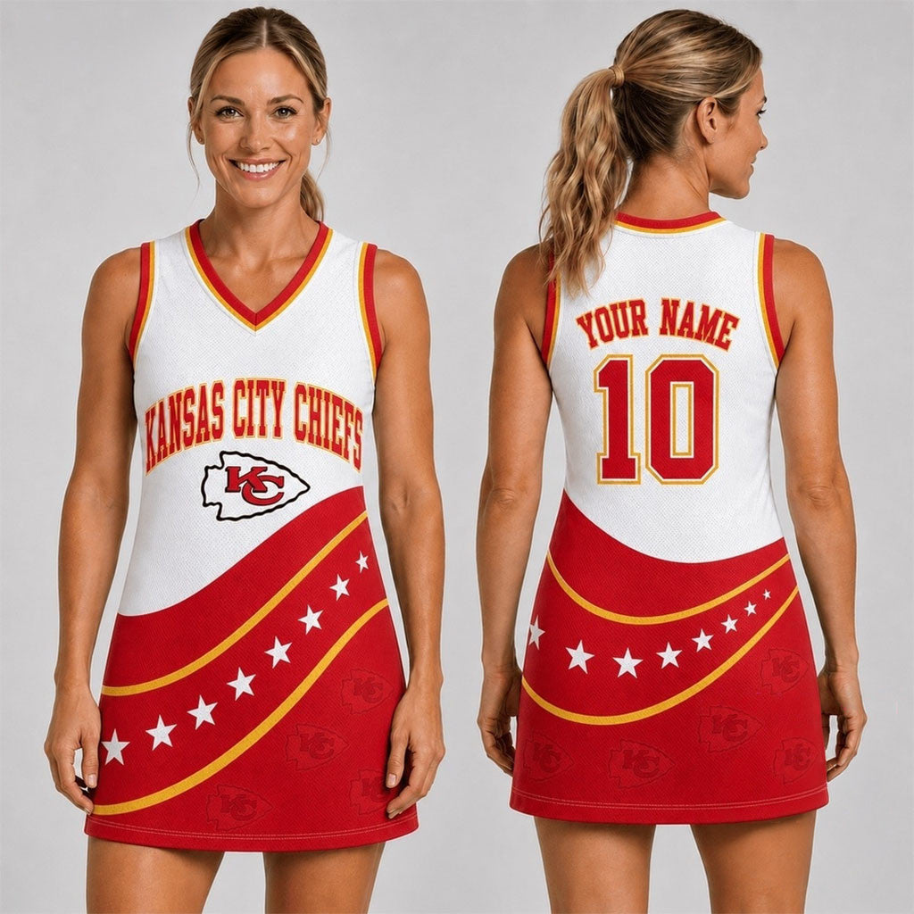 Custom Kansas City Chiefs Bold Team Pride Women Basketball Jersey Dress Chiefs Merch Fan Gifts - Merchluma