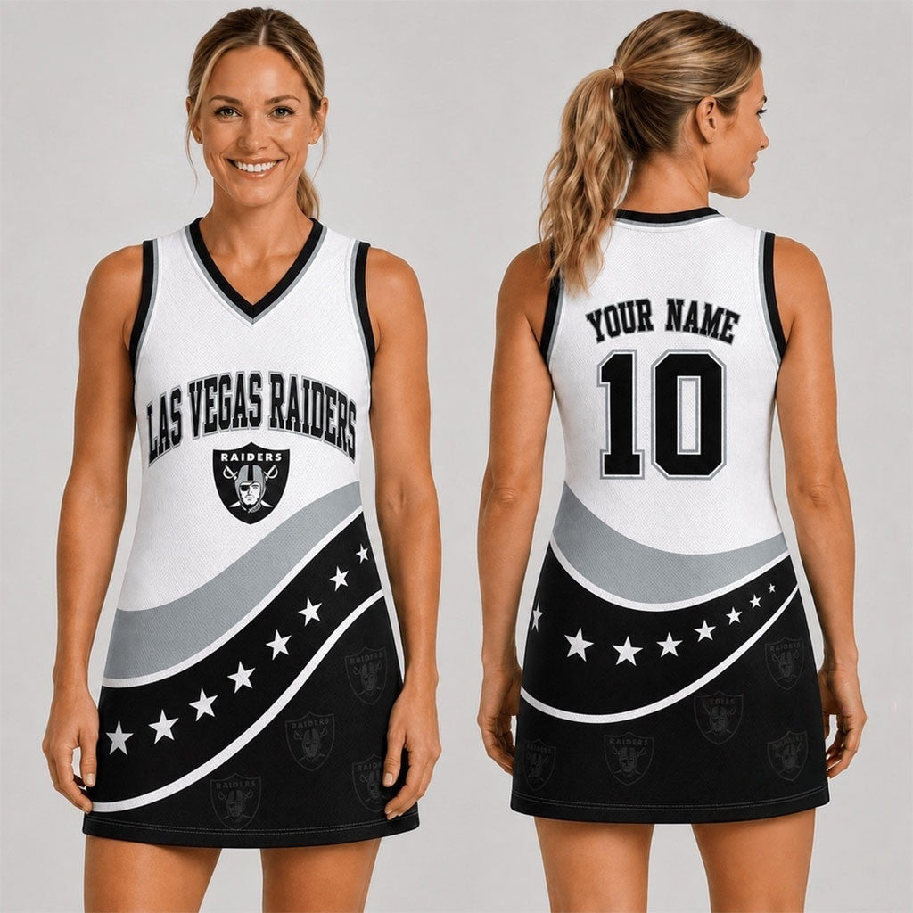 Custom Las Vegas Raiders Bold Team Pride Women Basketball Jersey Dress Raiders Merch Wife Gifts - Merchluma