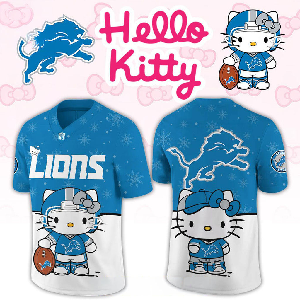 Detroit Lions X Hello Kitty 2026 Night Jersey Detroit Lions Merch Cute Gift For Football Fans - Merchluma