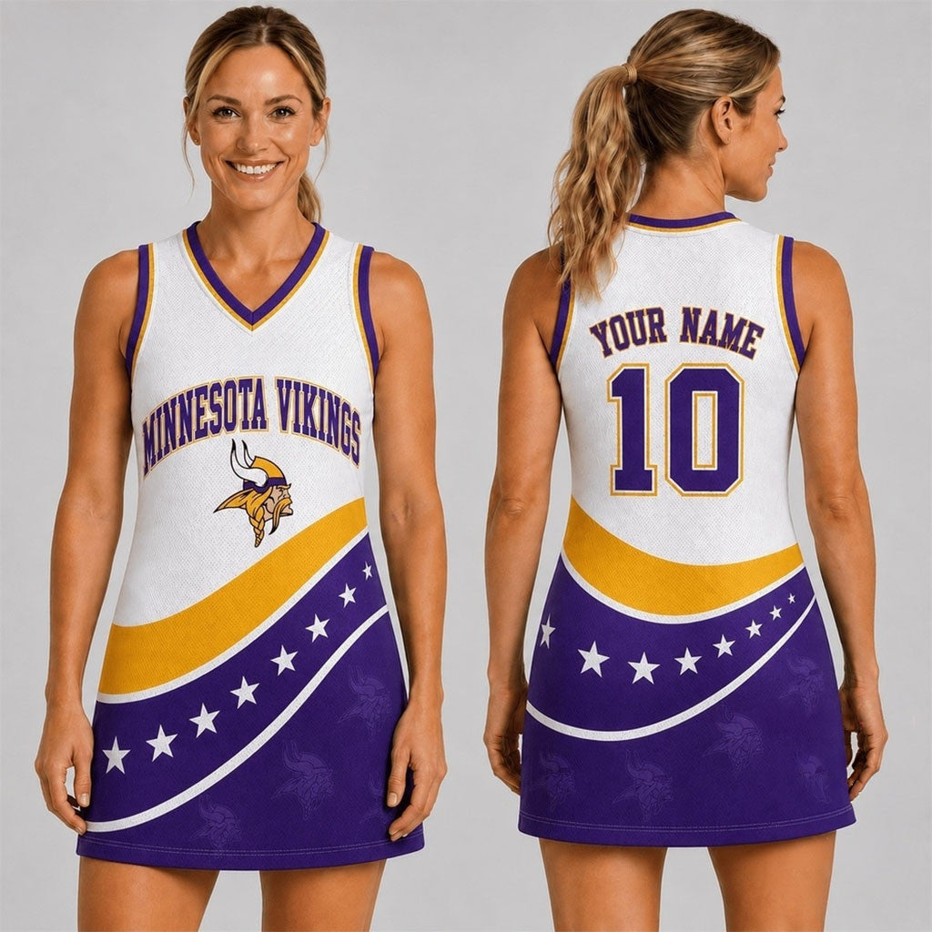 Custom Minnesota Vikings Bold Team Pride Women Basketball Jersey Dress Vikings Merch Presents - Merchluma