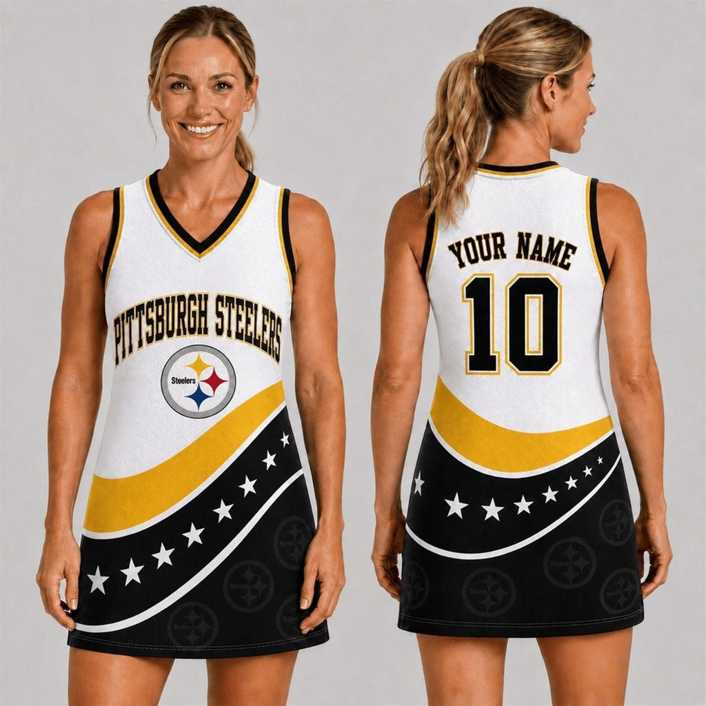 Custom Pittsburgh Steelers Bold Team Pride Women Basketball Jersey Dress Steelers Merch Gifts - Merchluma