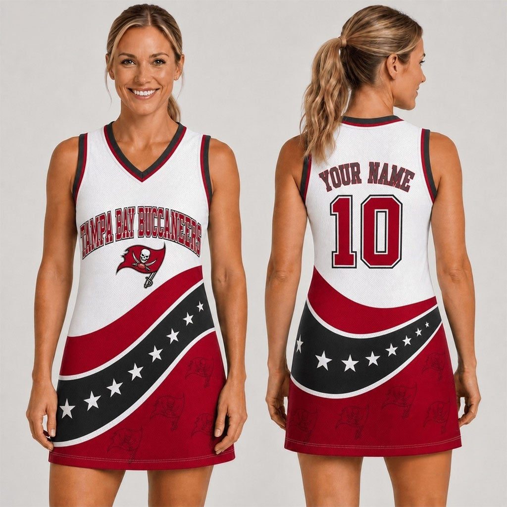 Custom Tampa Bay Buccaneers Bold Team Pride Women Basketball Jersey Dress Buccaneers Merch - Merchluma