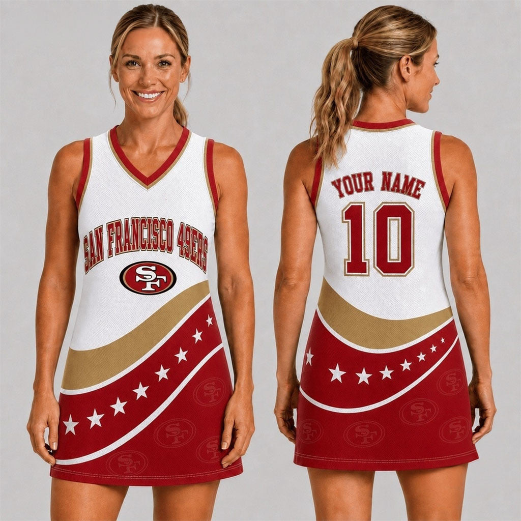 Personalized San Francisco 49ers Bold Team Pride Women Basketball Jersey Dress 49ers Merch Fans Gifts - Merchluma