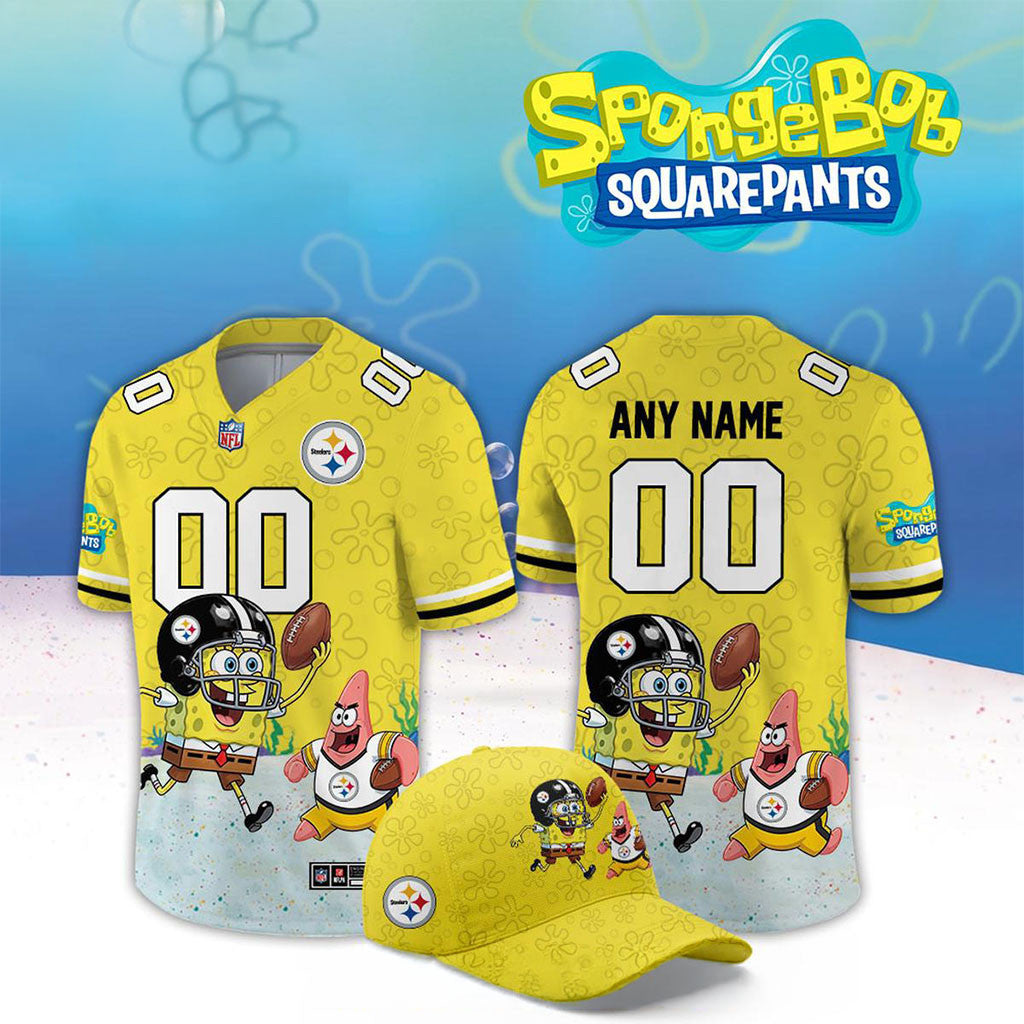 Personalized Pittsburgh Steelers SpongeBob 2026 Night Jersey Steelers Merch Football Fan Gifts - Merchluma