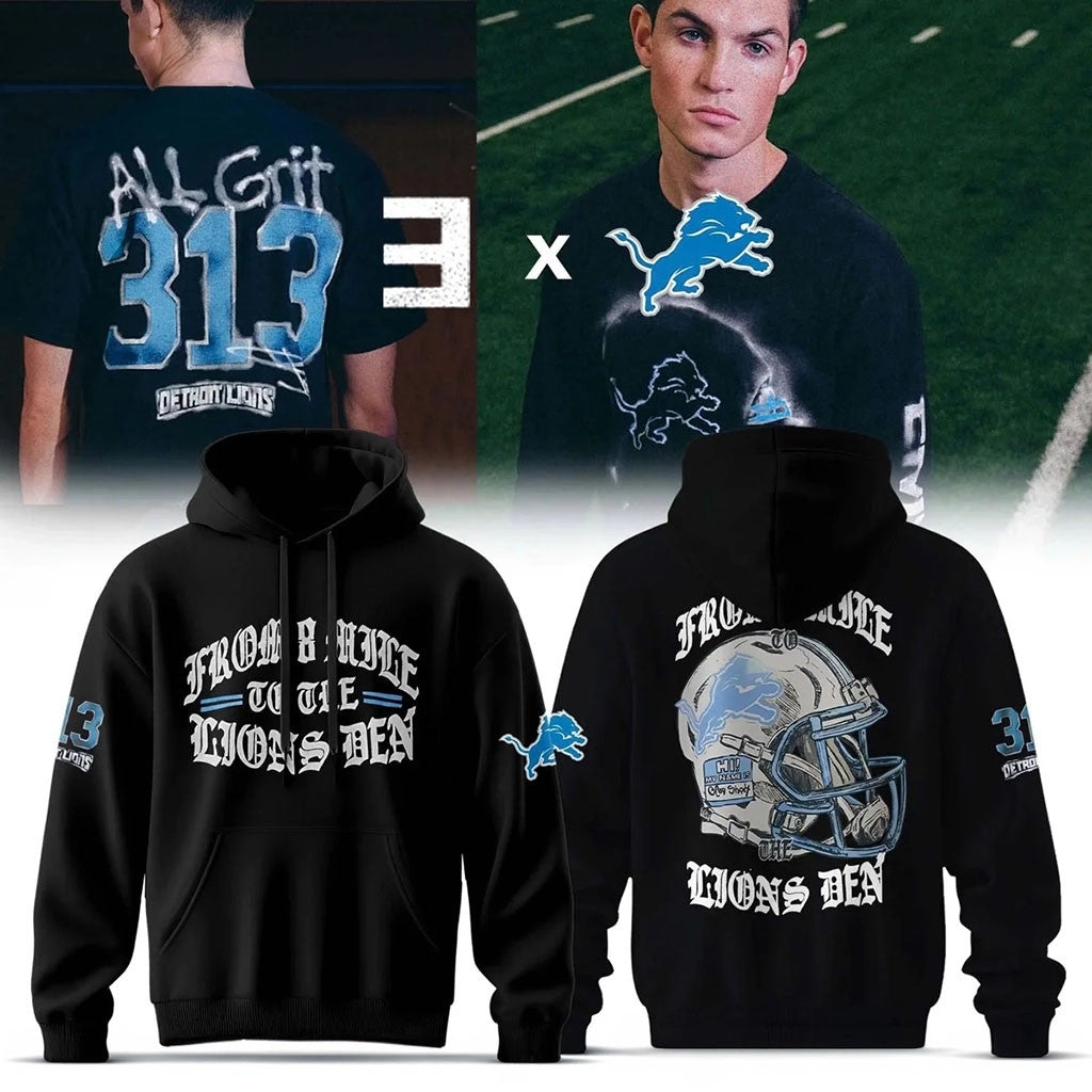 Detroit Lions x Eminem From 8 Mile To The Lions Den Hoodie Lions Merch Football Fan Gift - Merchluma