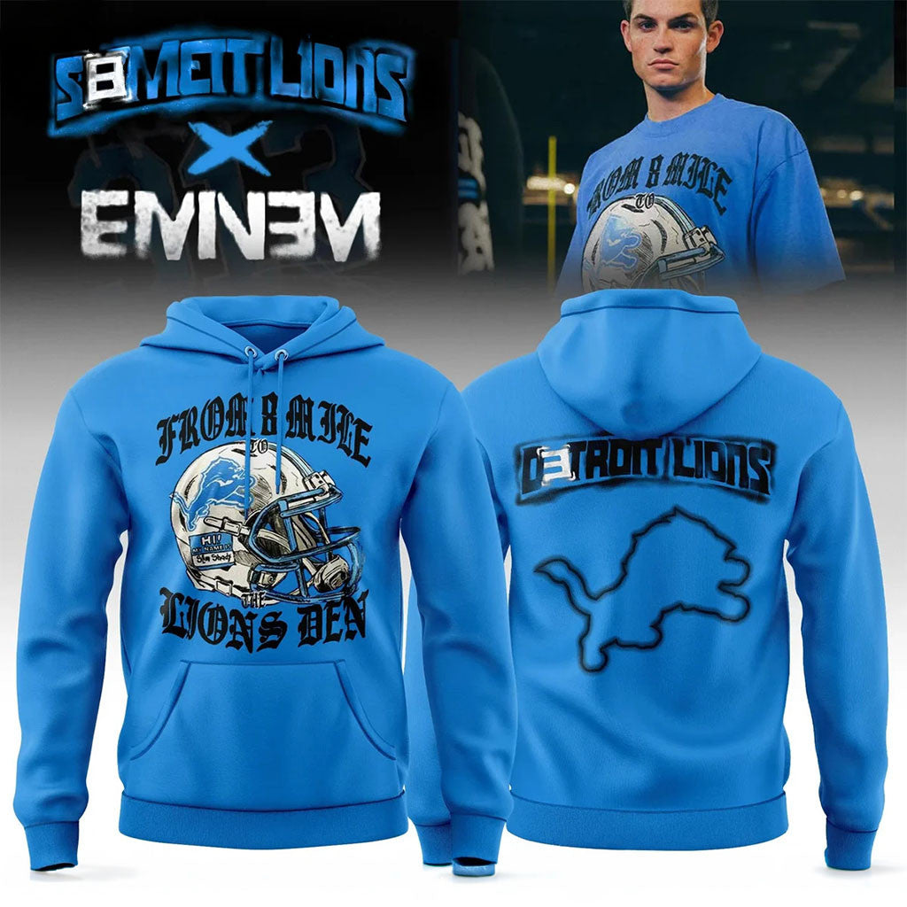 Eminem x Detroit Lions Thanksgiving Halftime Show Hoodie Lions Merch Detroit 313 Fan Gift - Merchluma