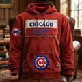 Chicago Cubs Red Distressed Hoodie Cubs Merch Baseball Enthusiast Gifts - Merchluma