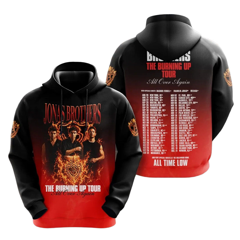 Jonas Brothers Merch 2026 The Burning Up Tour All Over Again Hoodie Gift Ideas For Husband - Merchluma