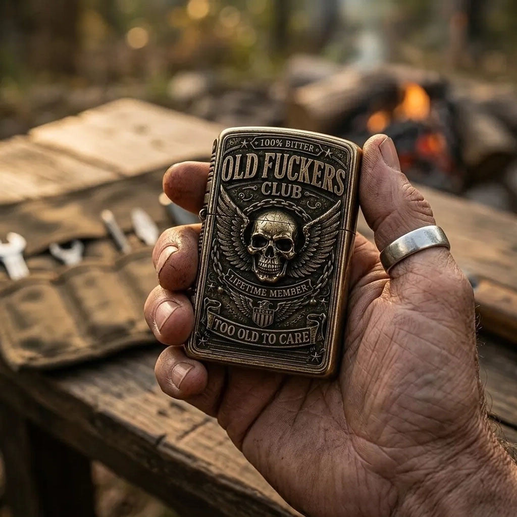 Old Fuckers Club Too Old To Care Lighter Case Lifetime Member Merch Gift For Dad - Merchluma
