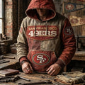 San Francisco 49ers Weathered Vintage Hoodie SF 49ers Merch Best Gifts For Football Fans - Merchluma