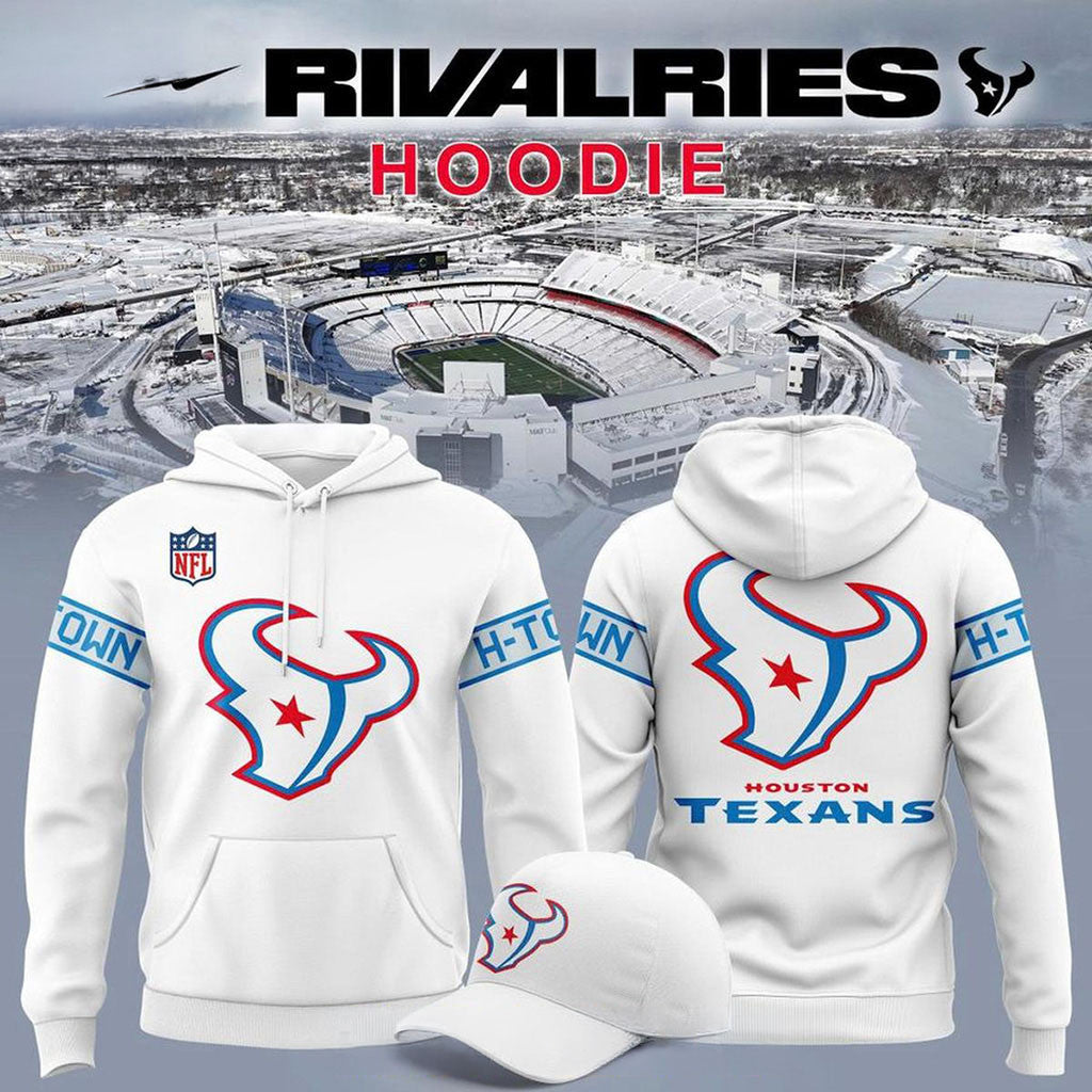 Houston Texans 2026 Rivalries Match White Out Hoodie Texans Merch Presents For Football Fans - Merchluma
