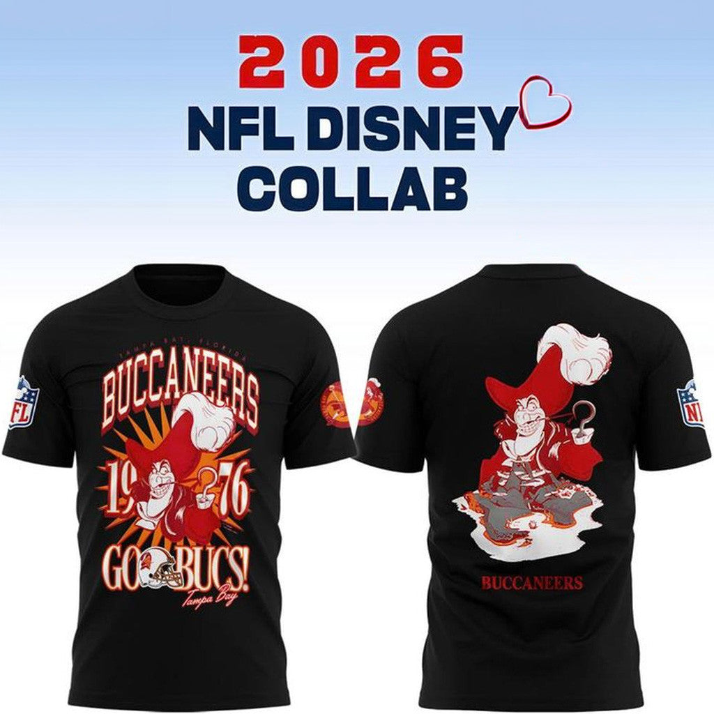 Disney X NFL Tampa Bay Buccaneers Merch Captain Hook T-Shirt NFL Disney Collab Buccaneers Gear - Merchluma