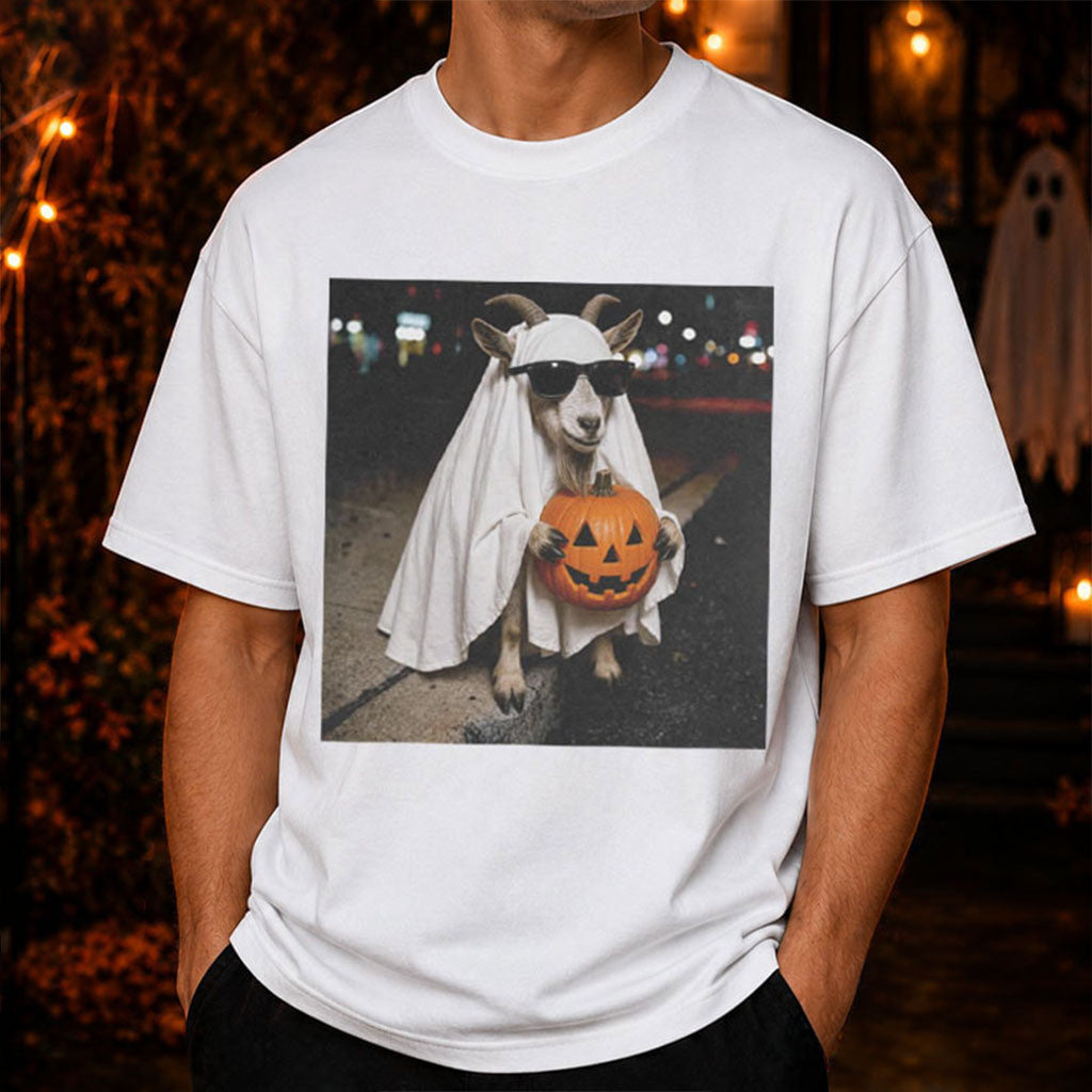 Goat Ghost Pumpkin Shirt Funny Trick or Treat T-Shirt Halloween Gifts For BFF - Merchluma