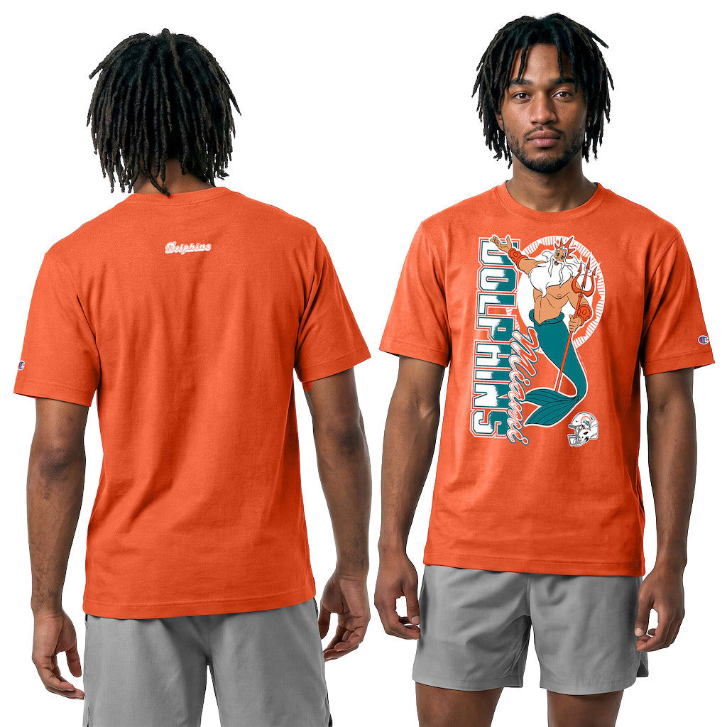 Disney X NFL Miami Dolphins Merch Disney X NFL Champion King Triton All-Star T-Shirt Football Fan Gifts - Merchluma